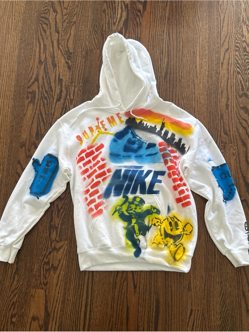 Gildan White Hoodie with Multi-Color Airbrush Graphics Jordan Supreme Nike